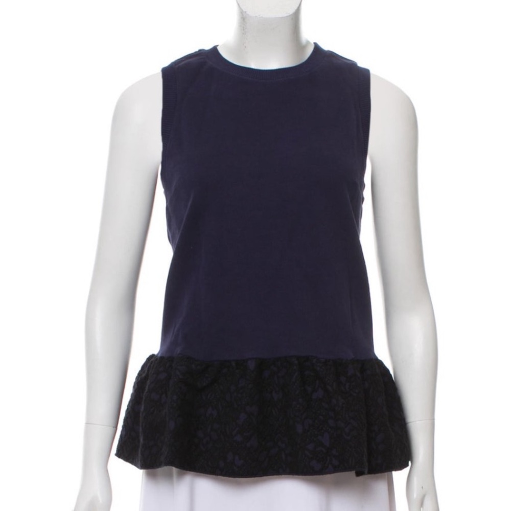 Mother of Pearl - Navy Peplum Top